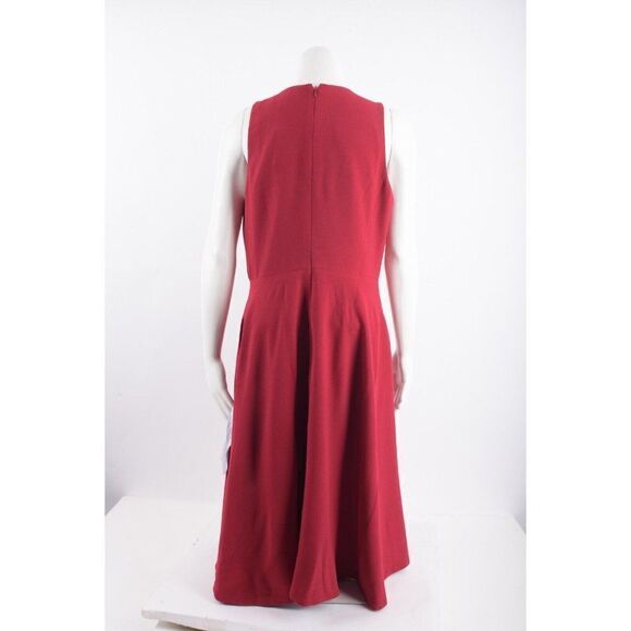 Dress The Population Womens Catalina Dress Fit & Flare L Red Garnet V-Neck NWT - Picture 4 of 7